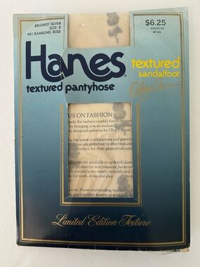 Vintage (1985) Hanes Oleg Cassini Textured Pantyhose (Size: B) in Brushed Silver